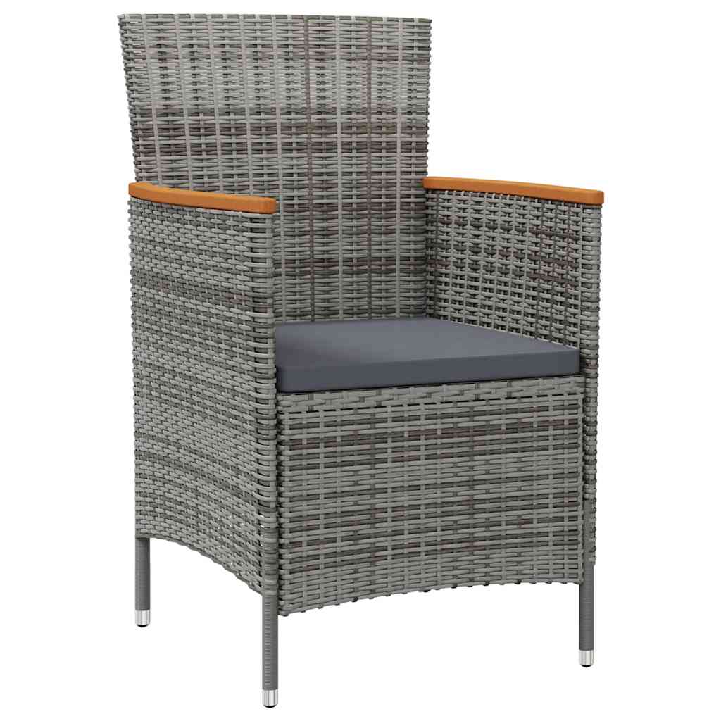 Ensemble à manger d'extérieur 7 pcs et coussins Résine tressée