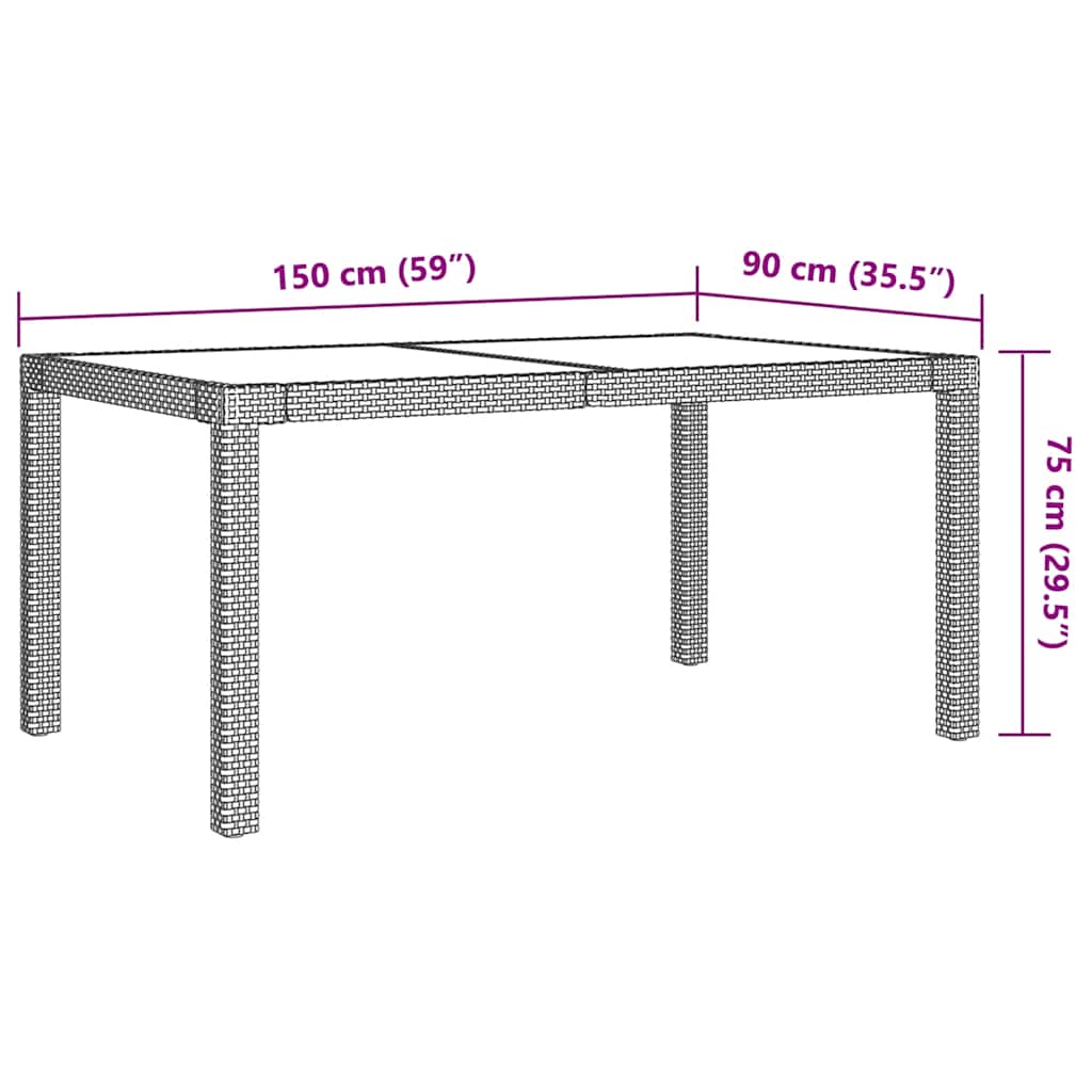 Ensemble à manger d'extérieur 7 pcs et coussins Résine tressée