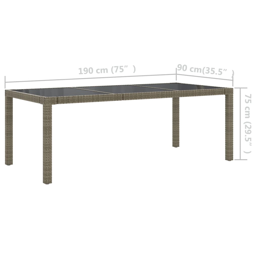 Ensemble à manger d'extérieur 9pcs coussins Résine tressée Gris