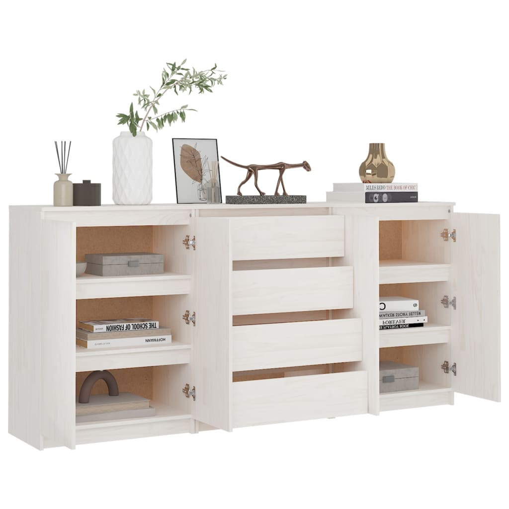 Armoires latérales 3 pcs blanc Bois de pin massif - XIOS