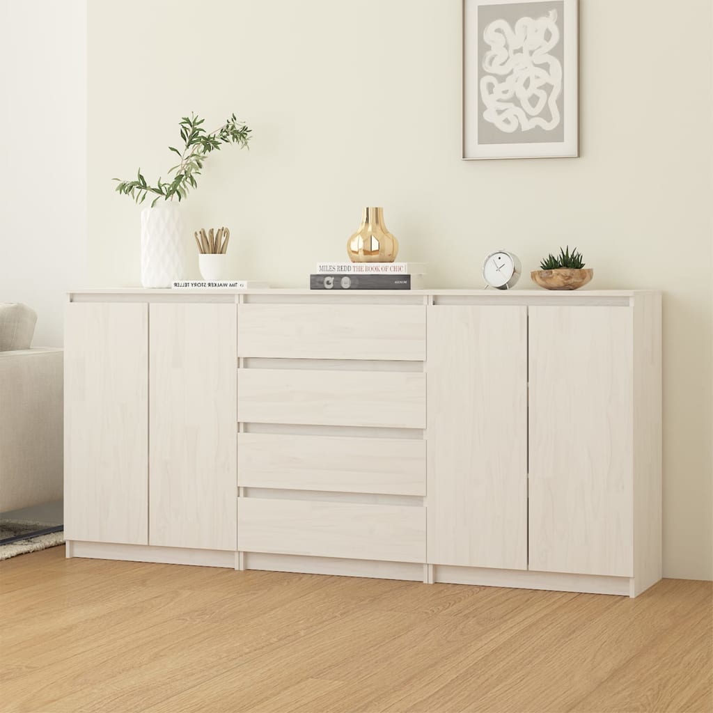 Armoires latérales 3 pcs blanc Bois de pin massif - XIOS