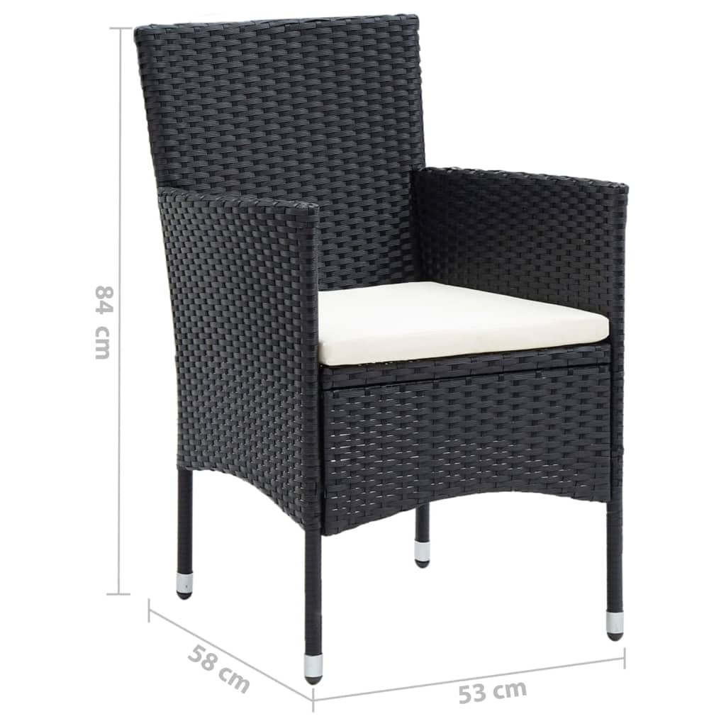 Ensemble à manger de jardin coussins 9pcs Résine tressée Noir