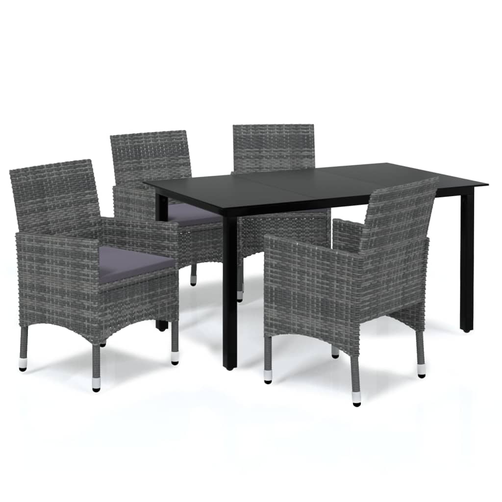 Ensemble à manger de jardin coussins 5pcs Résine tressée Gris