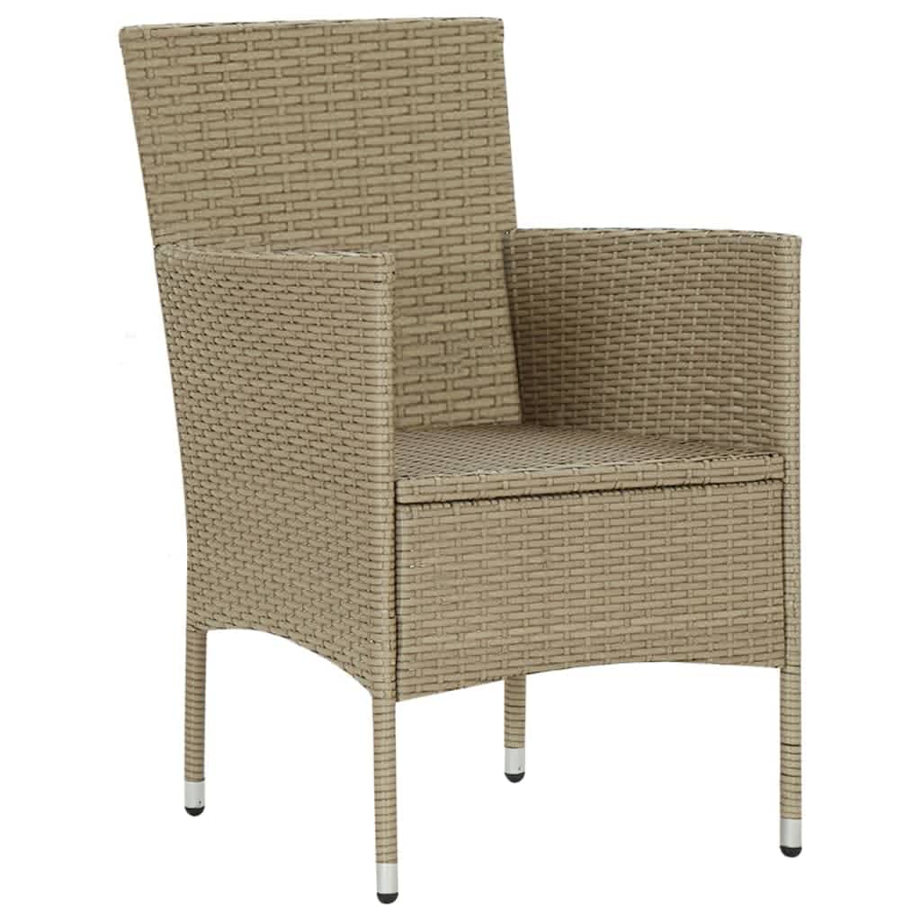Ensemble à manger de jardin et coussins 5 pcs Poly rotin Beige