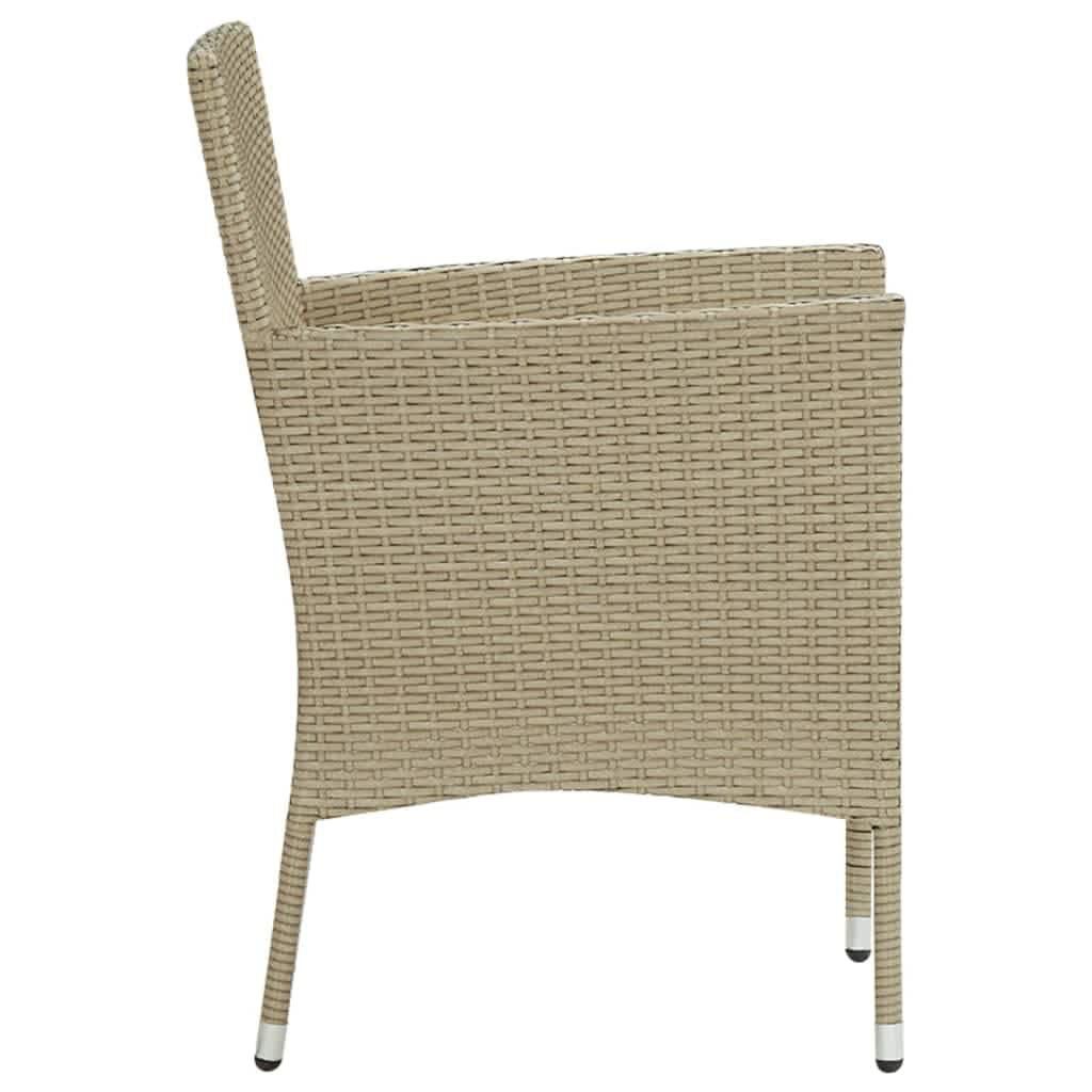 Ensemble à manger de jardin et coussins 5 pcs Poly rotin Beige