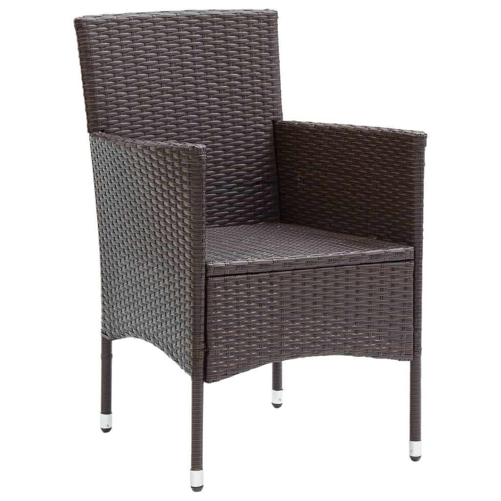 Ensemble à manger de jardin et coussins 5 pcs Poly rotin Marron