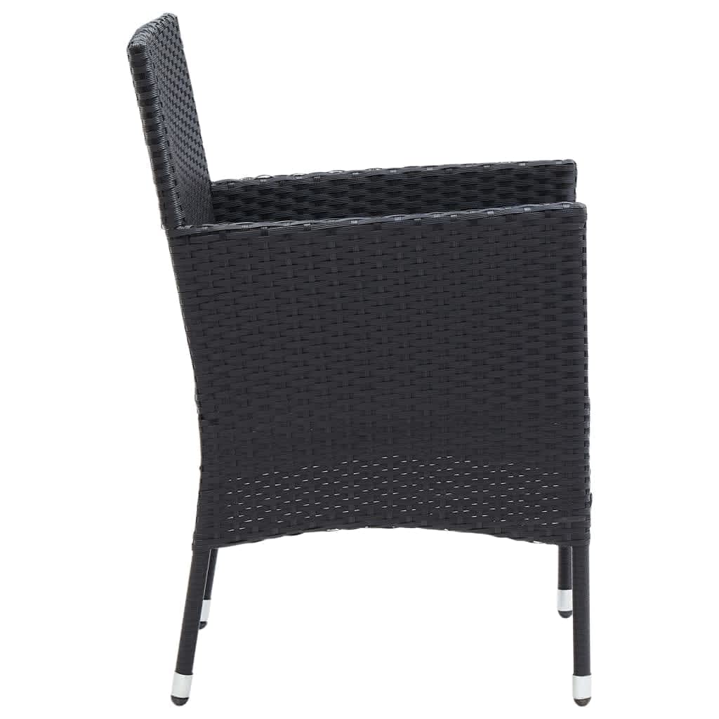 Ensemble à manger de jardin coussins 9pcs Résine tressée Noir