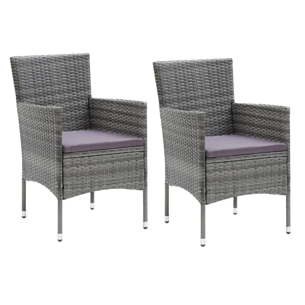 Ensemble à manger de jardin coussins 3pcs Résine tressée Gris