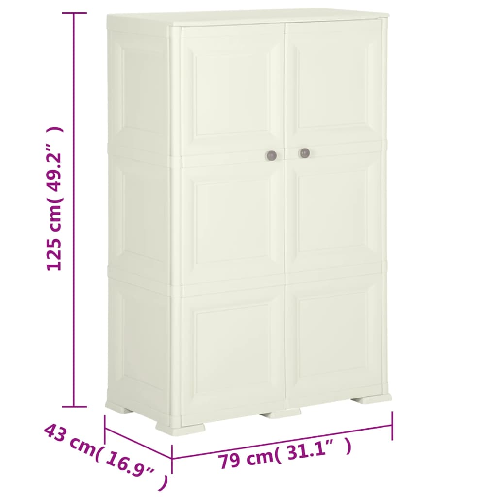 Armoire plastique 79x43x125 cm design bois glace à la vanille - XIOS
