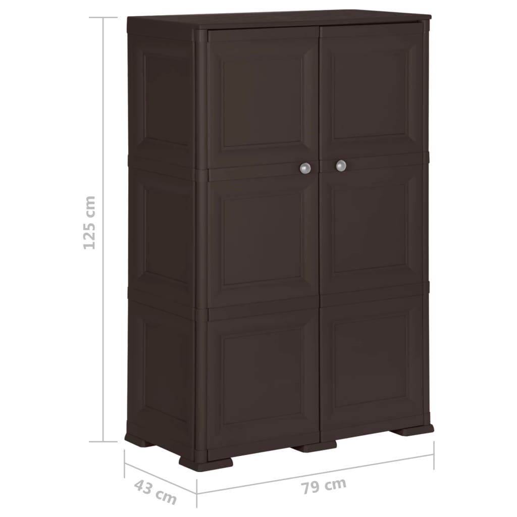 Armoire en plastique 79x43x125 cm Design de bois Marron - XIOS
