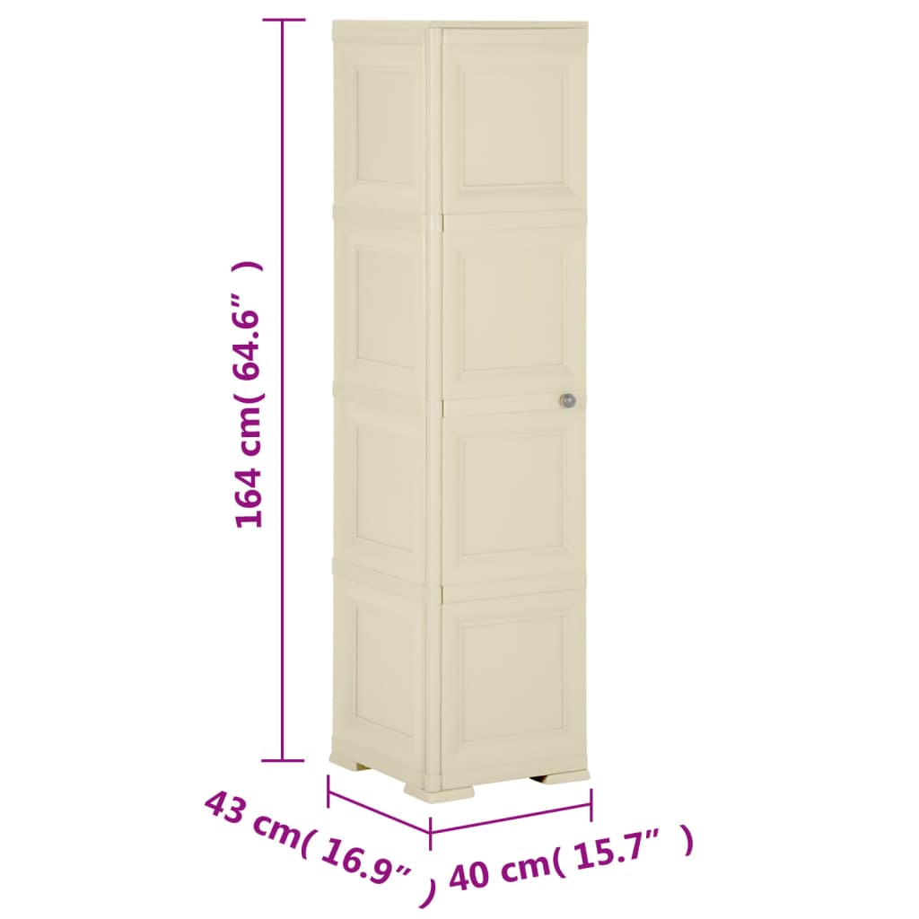 Armoire plastique 40x43x164 cm design de bois blanc angora - XIOS