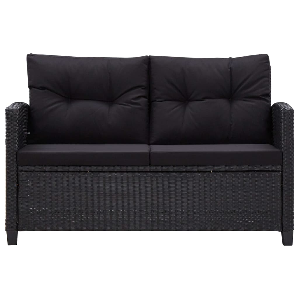 Ensemble à manger de jardin coussins noirs 3 pcs Résine tressée