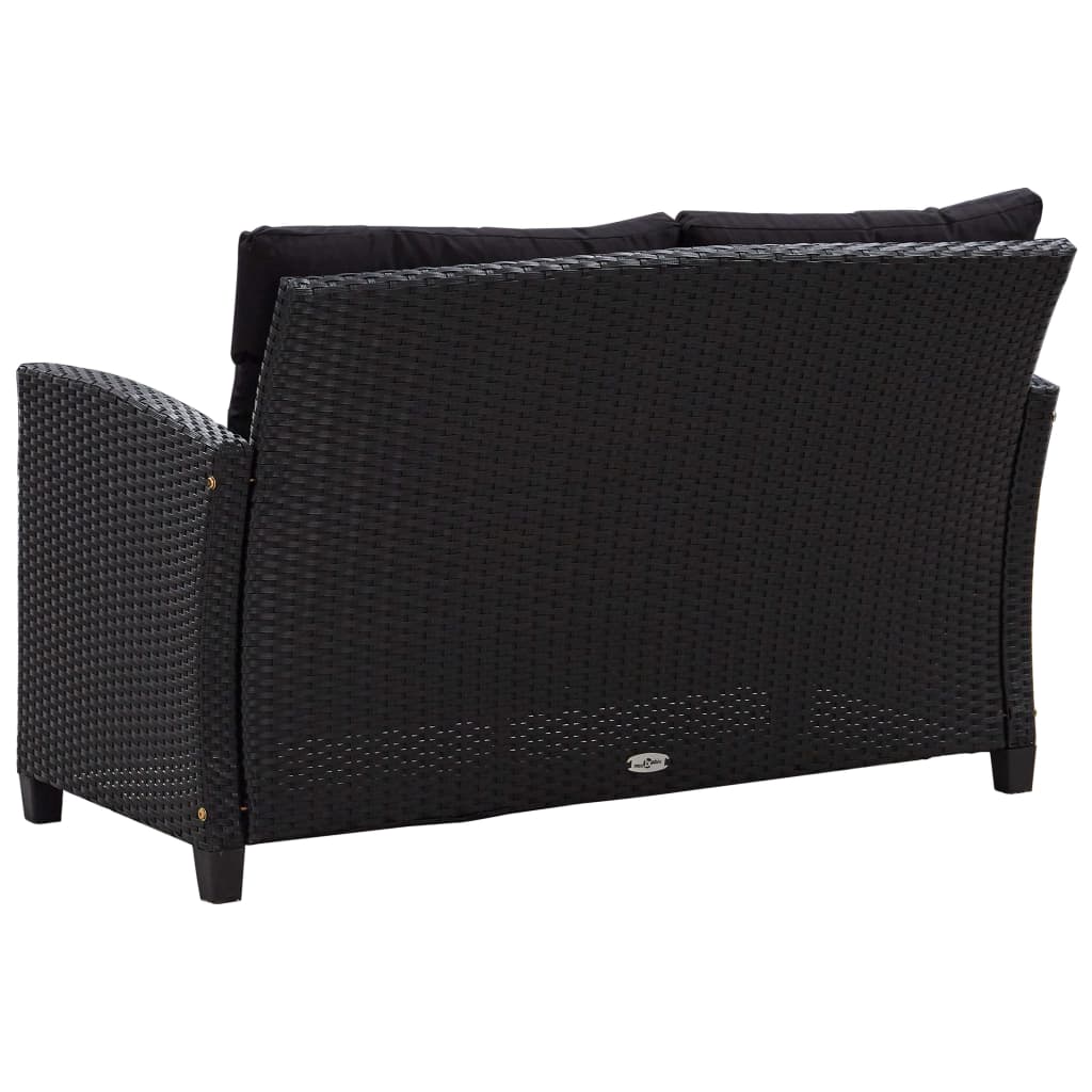 Ensemble à manger de jardin coussins noirs 3 pcs Résine tressée