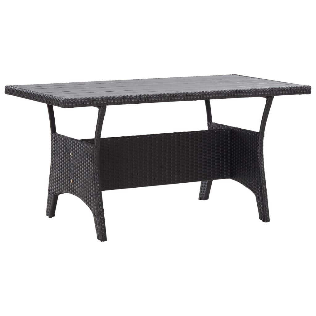 Ensemble à manger de jardin coussins noirs 3 pcs Résine tressée