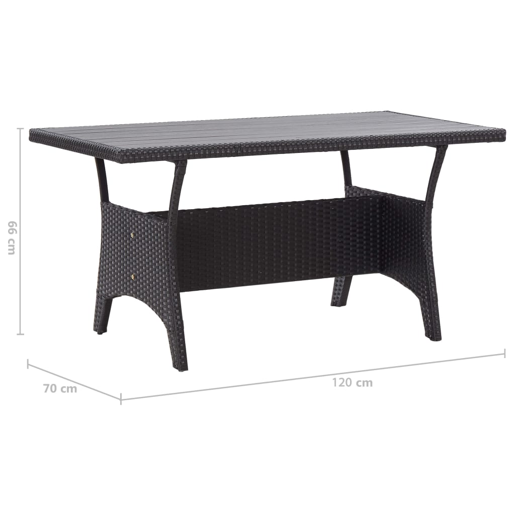 Ensemble à manger de jardin coussins noirs 3 pcs Résine tressée