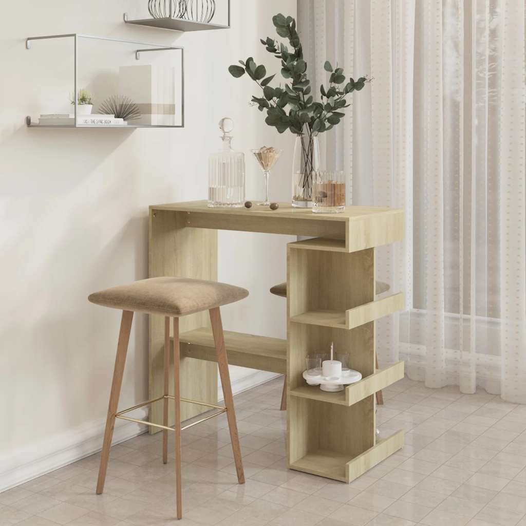 Table de bar étagère de rangement Chêne sonoma Bois ingénierie - XIOS