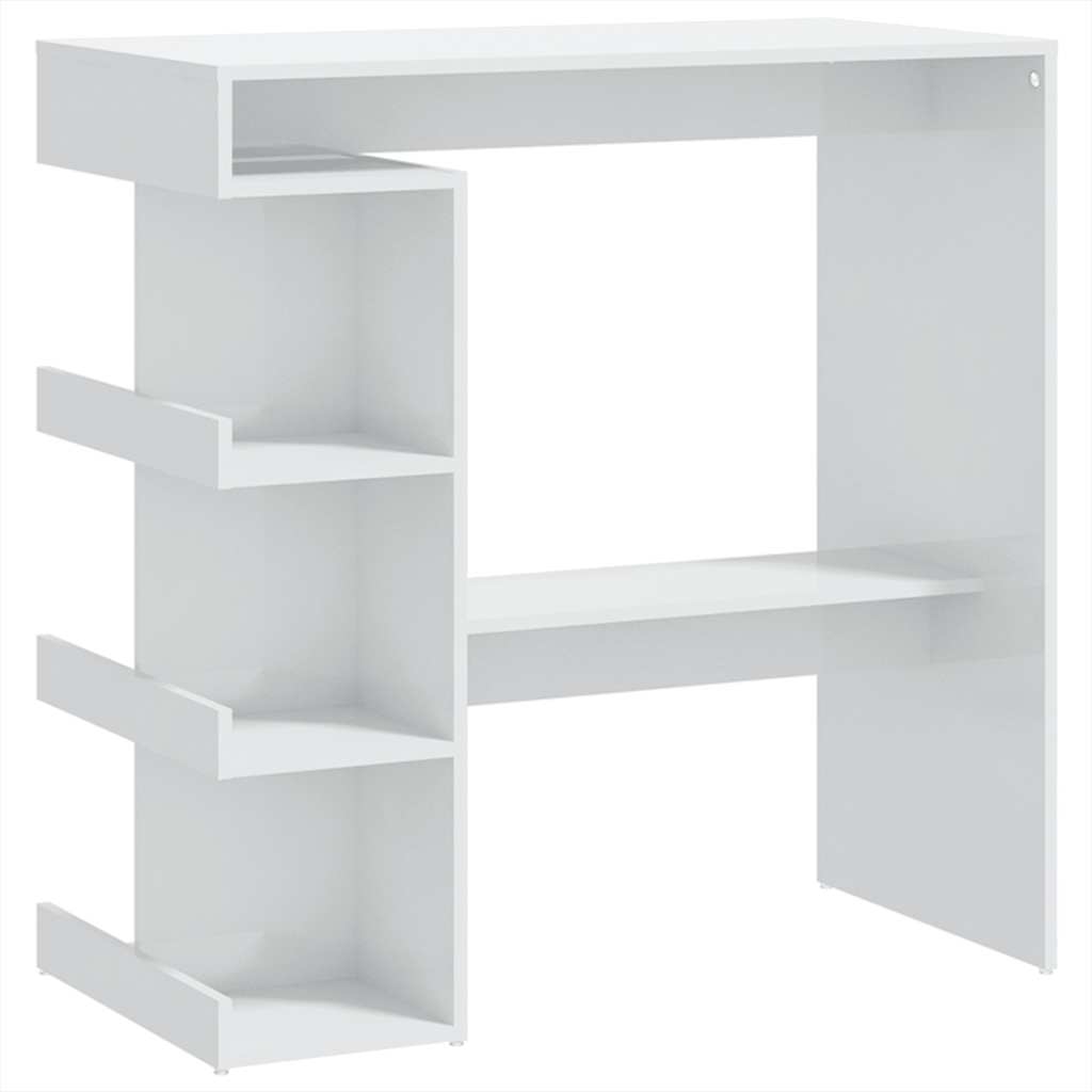 Table de bar étagère de rangement Blanc brillant 100x50x101,5cm - XIOS