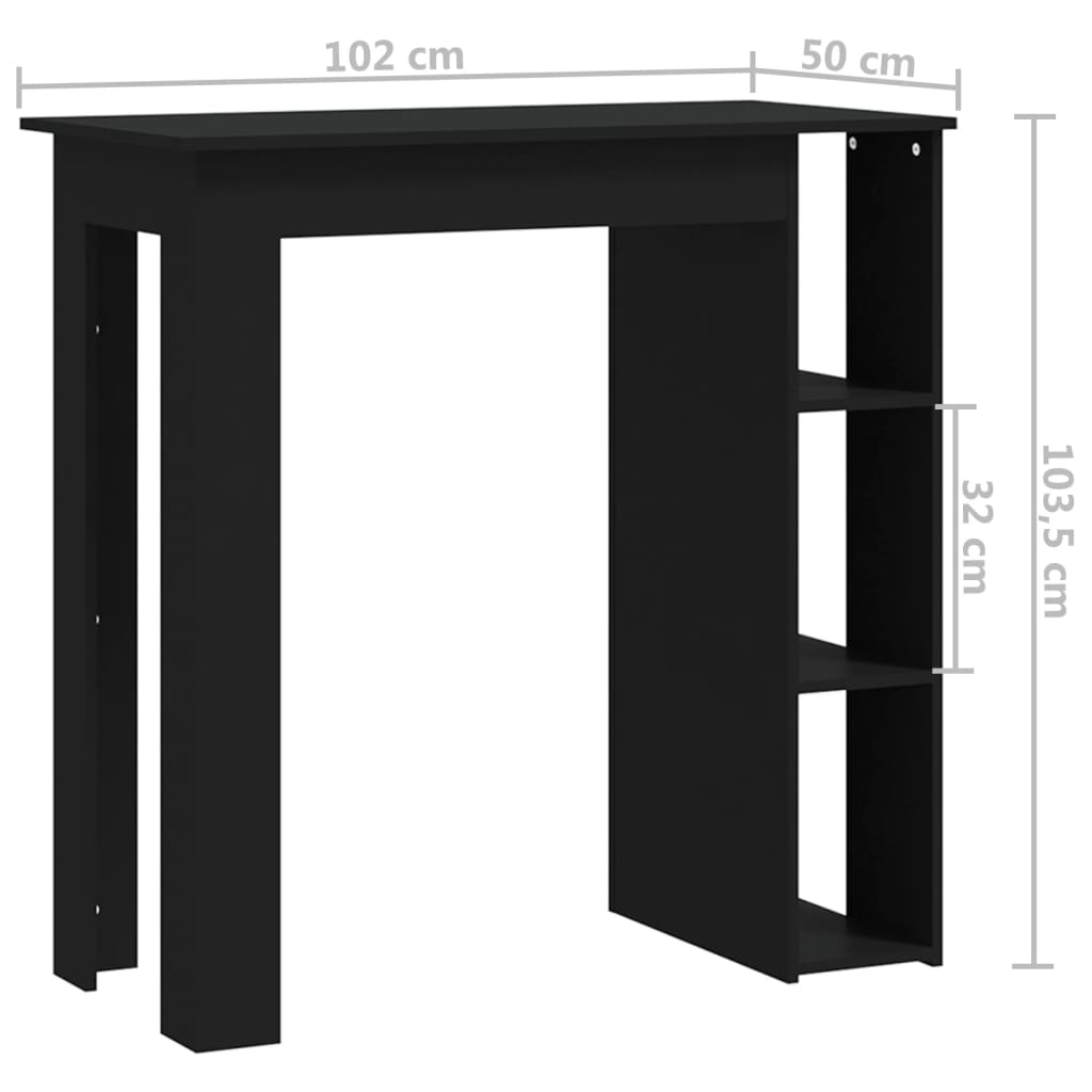 Table de bar avec étagère Noir 102x50x103,5cm Bois d'ingénierie - XIOS
