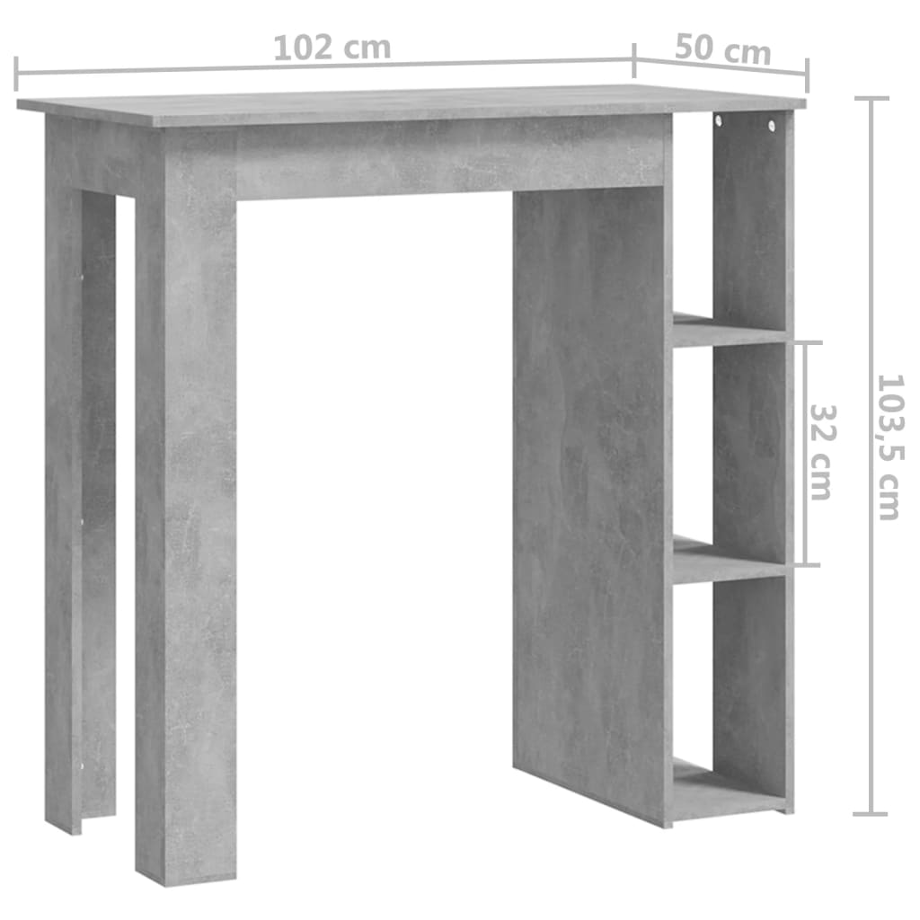Table de bar avec étagère Gris béton Bois d'ingénierie - XIOS