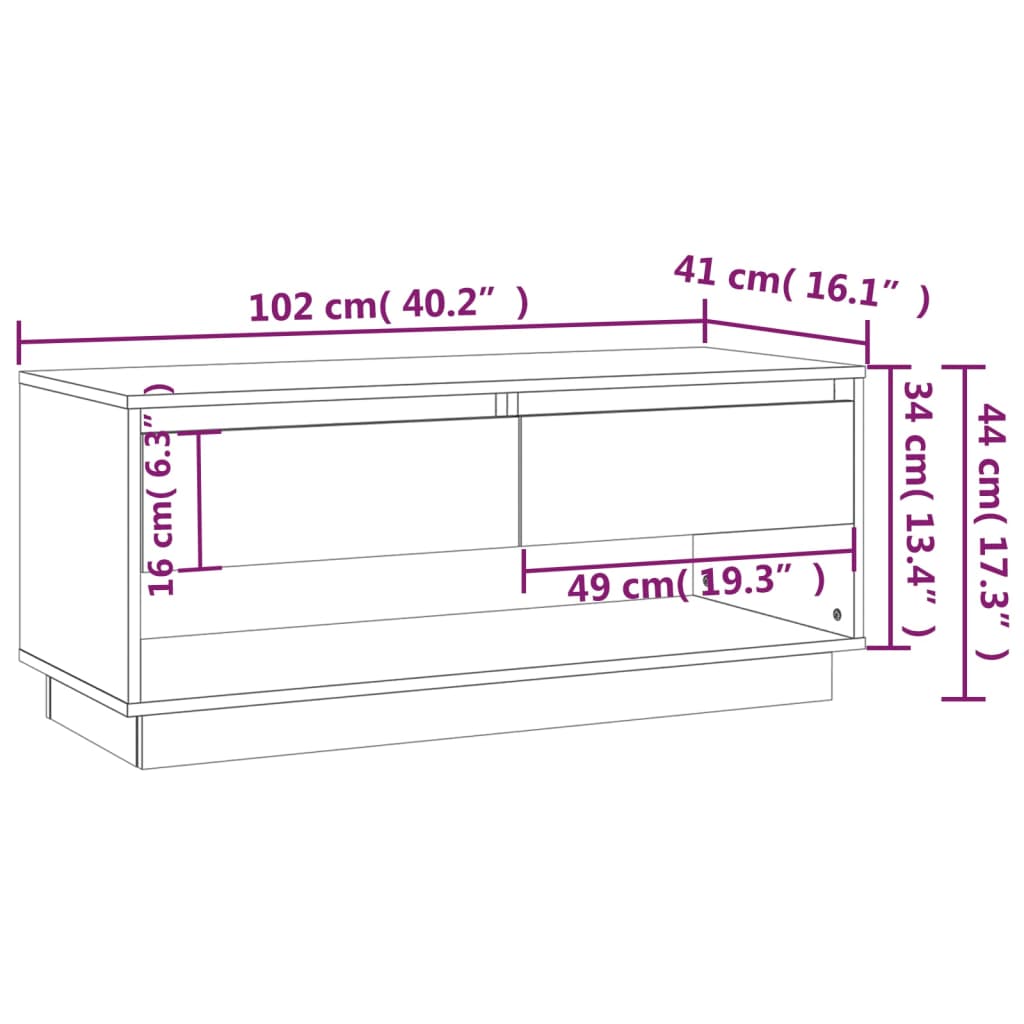 Meuble TV gris béton 102x41x44 cm bois d'ingénierie - XIOS
