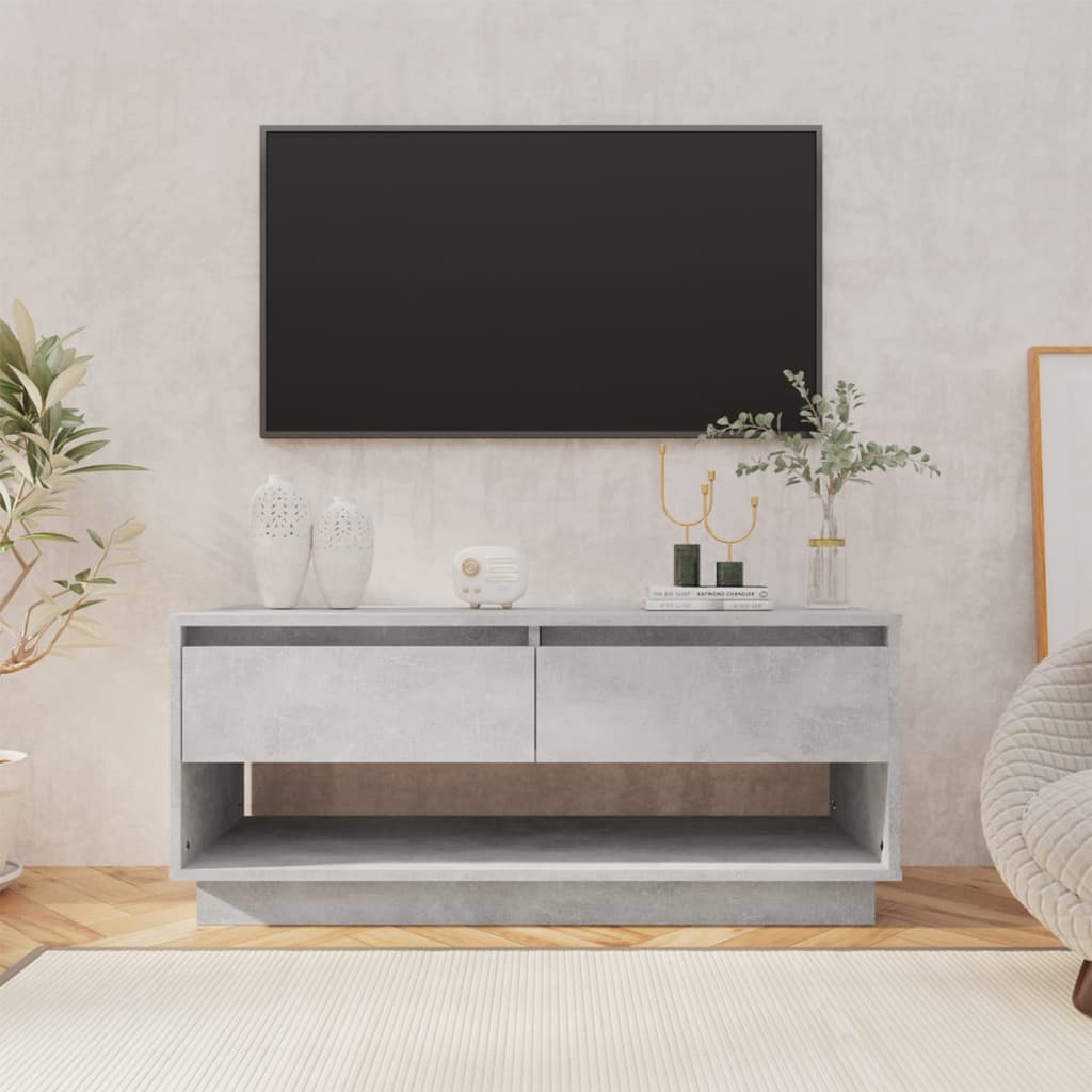 Meuble TV gris béton 102x41x44 cm bois d'ingénierie - XIOS