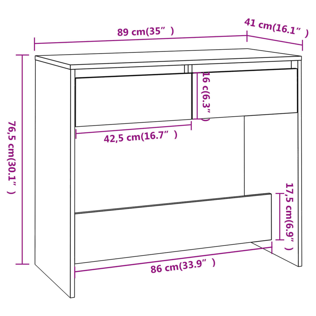 Table console gris béton 89x41x76,5 cm bois d'ingénierie - XIOS