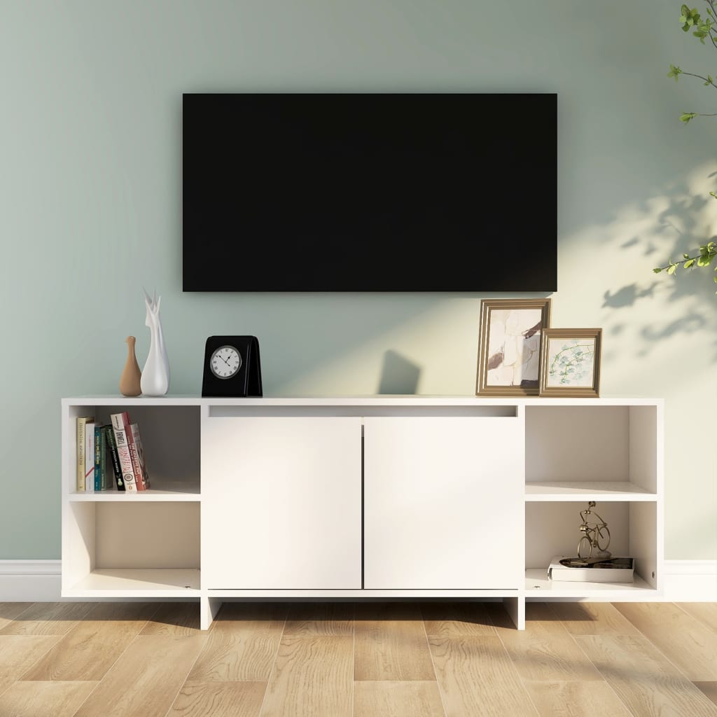 Meuble TV blanc 130x35x50 cm bois d'ingénierie - XIOS