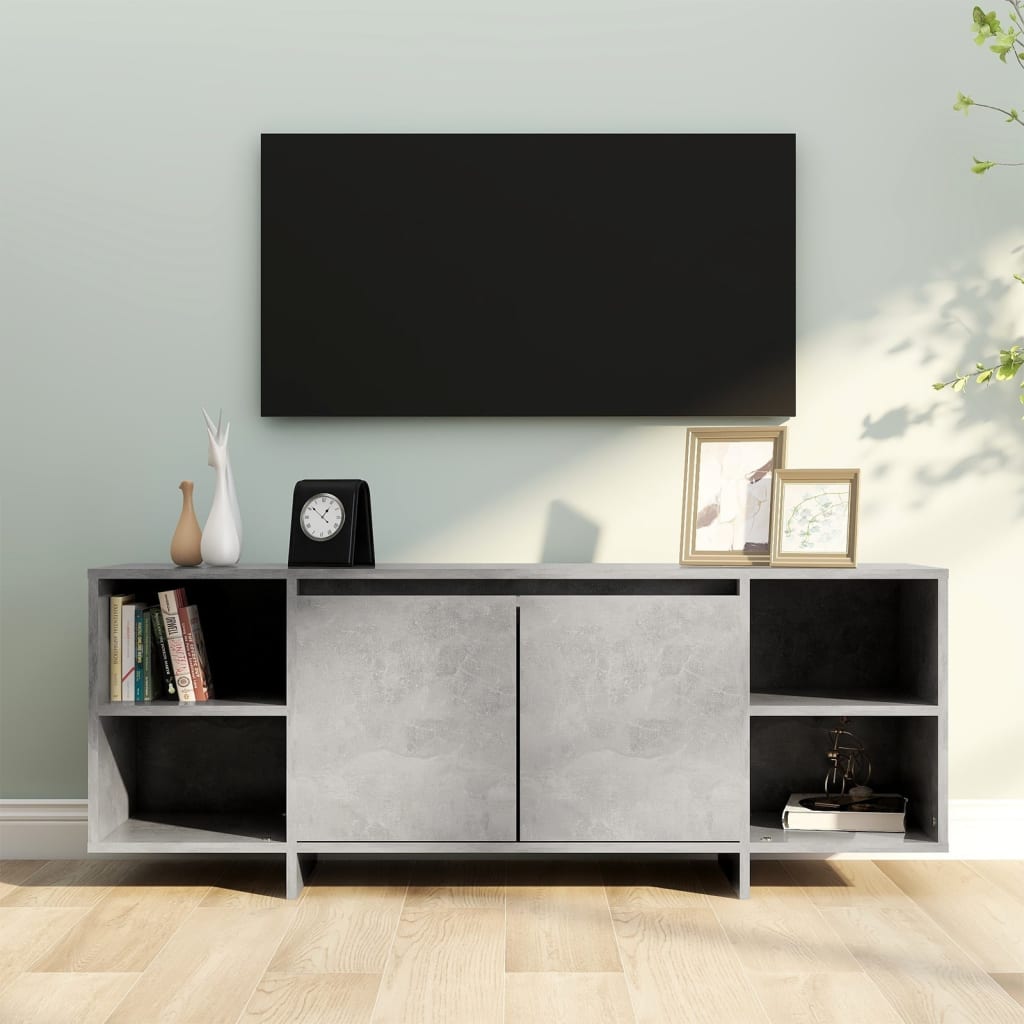Meuble TV Gris béton 130x35x50 cm Bois d'ingénierie - XIOS