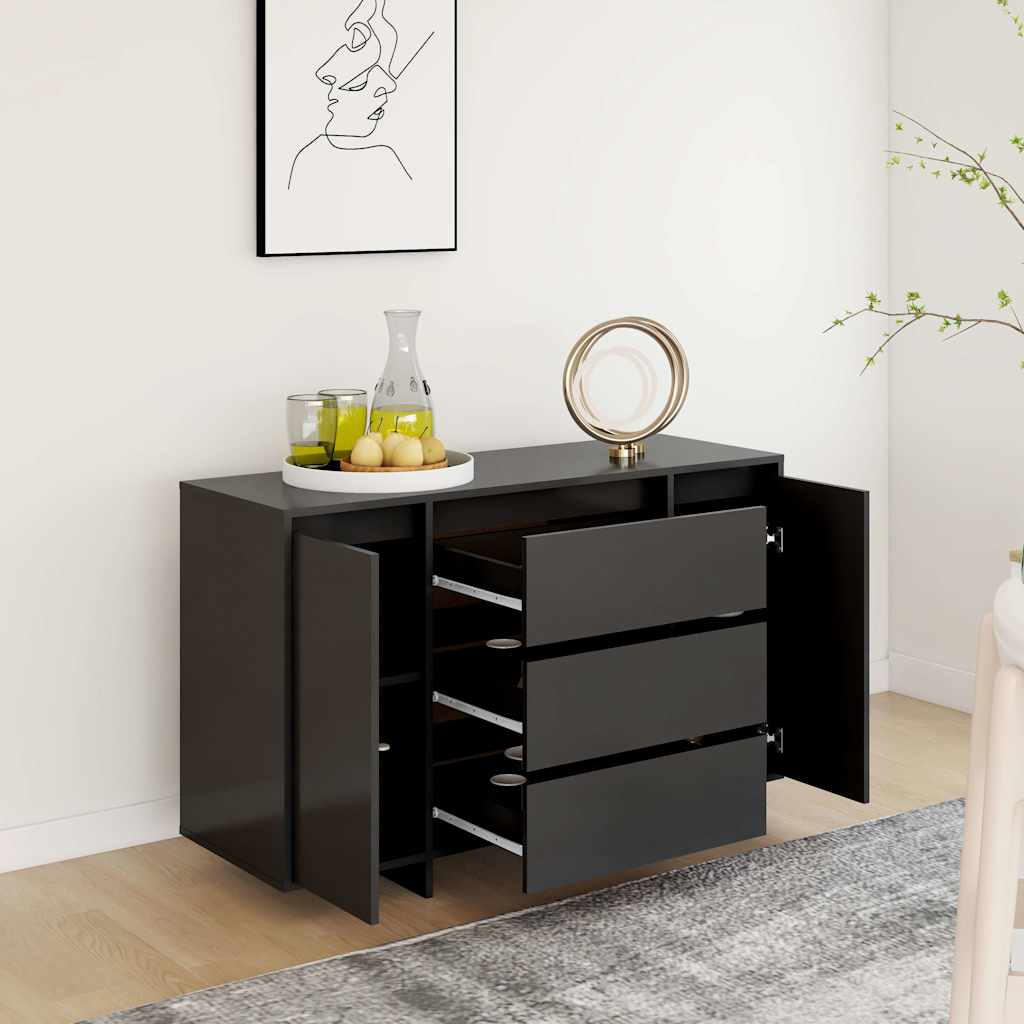 Buffet avec 3 tiroirs Noir 120x41x75 cm Bois d'ingénierie