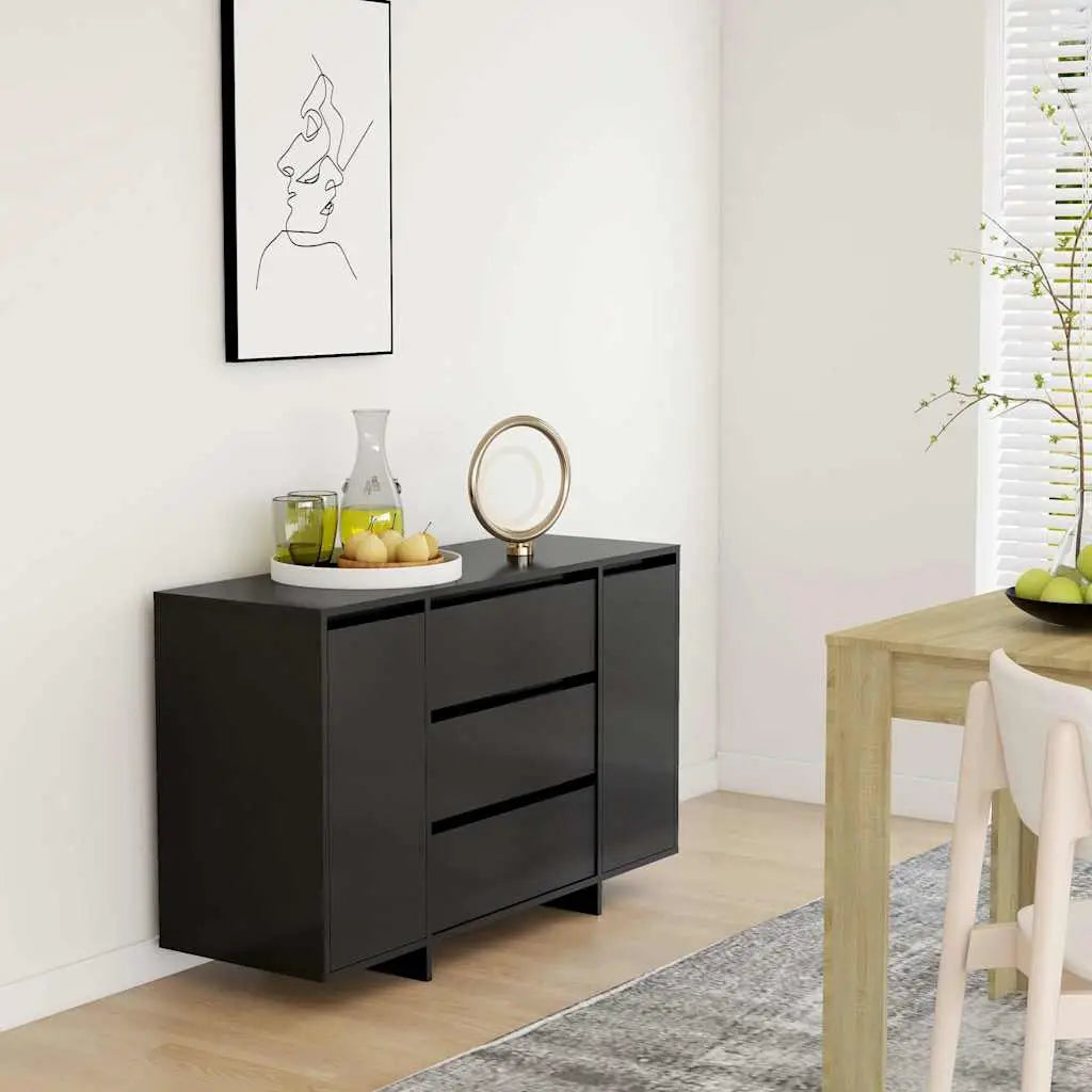 Buffet avec 3 tiroirs Noir 120x41x75 cm Bois d’ingénierie - XIOS