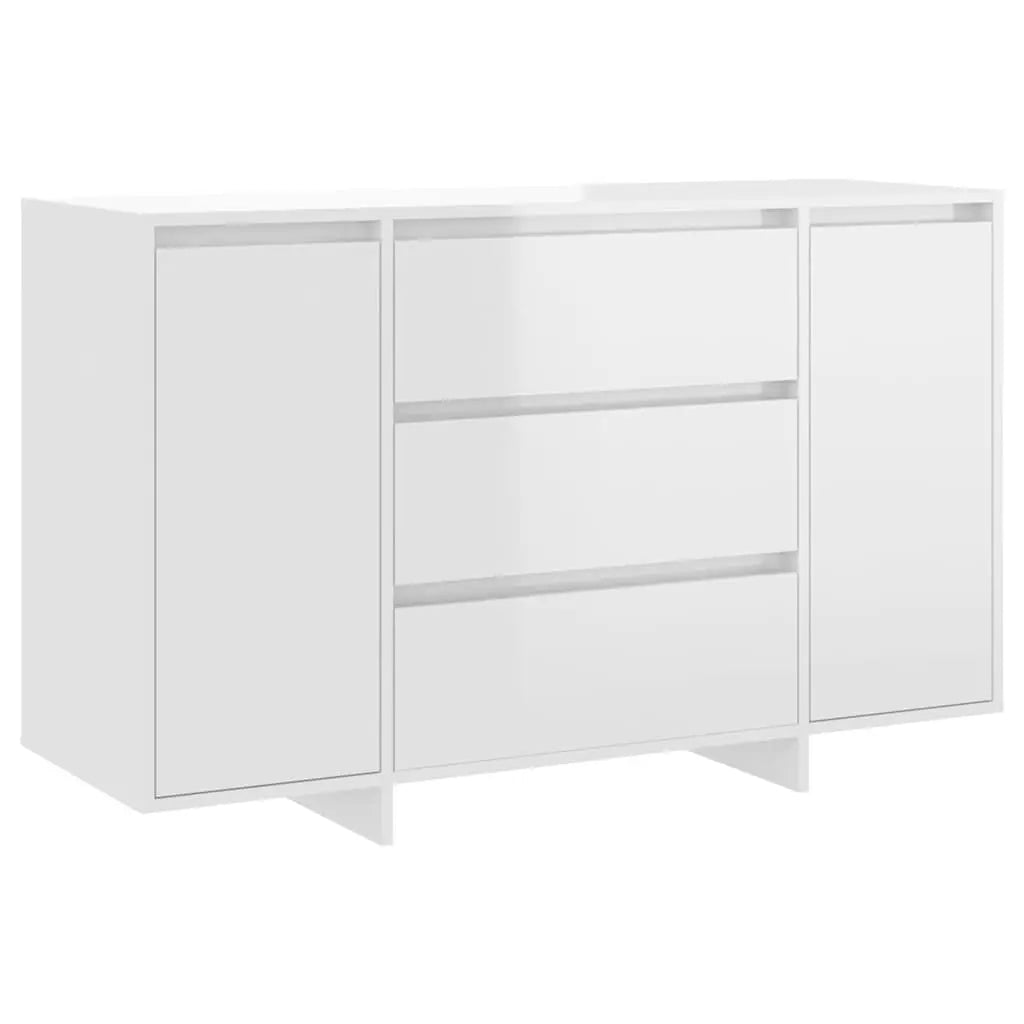 Buffet et 3 tiroirs Blanc brillant 120x41x75 cm Bois ingénierie - XIOS