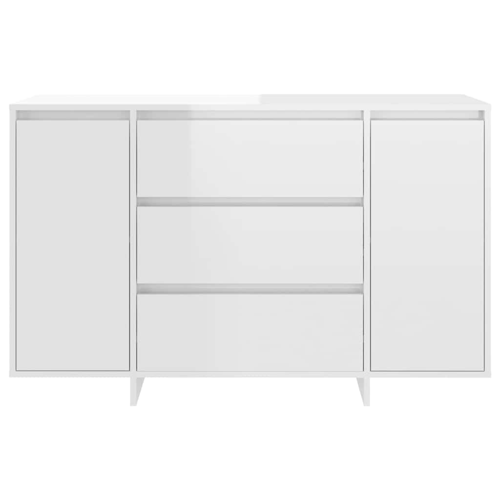 Buffet et 3 tiroirs Blanc brillant 120x41x75 cm Bois ingénierie