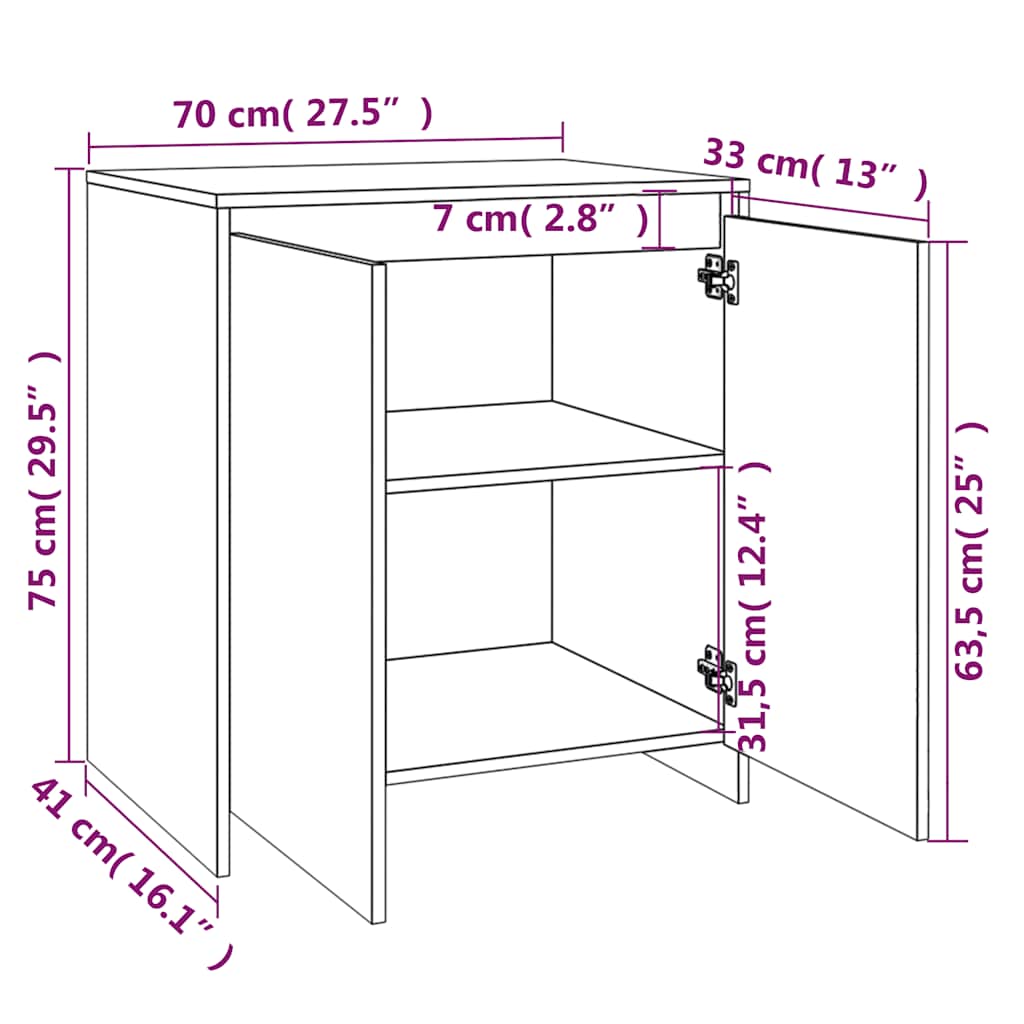 Buffet Gris béton 70x41x75 cm Bois d'ingénierie - XIOS