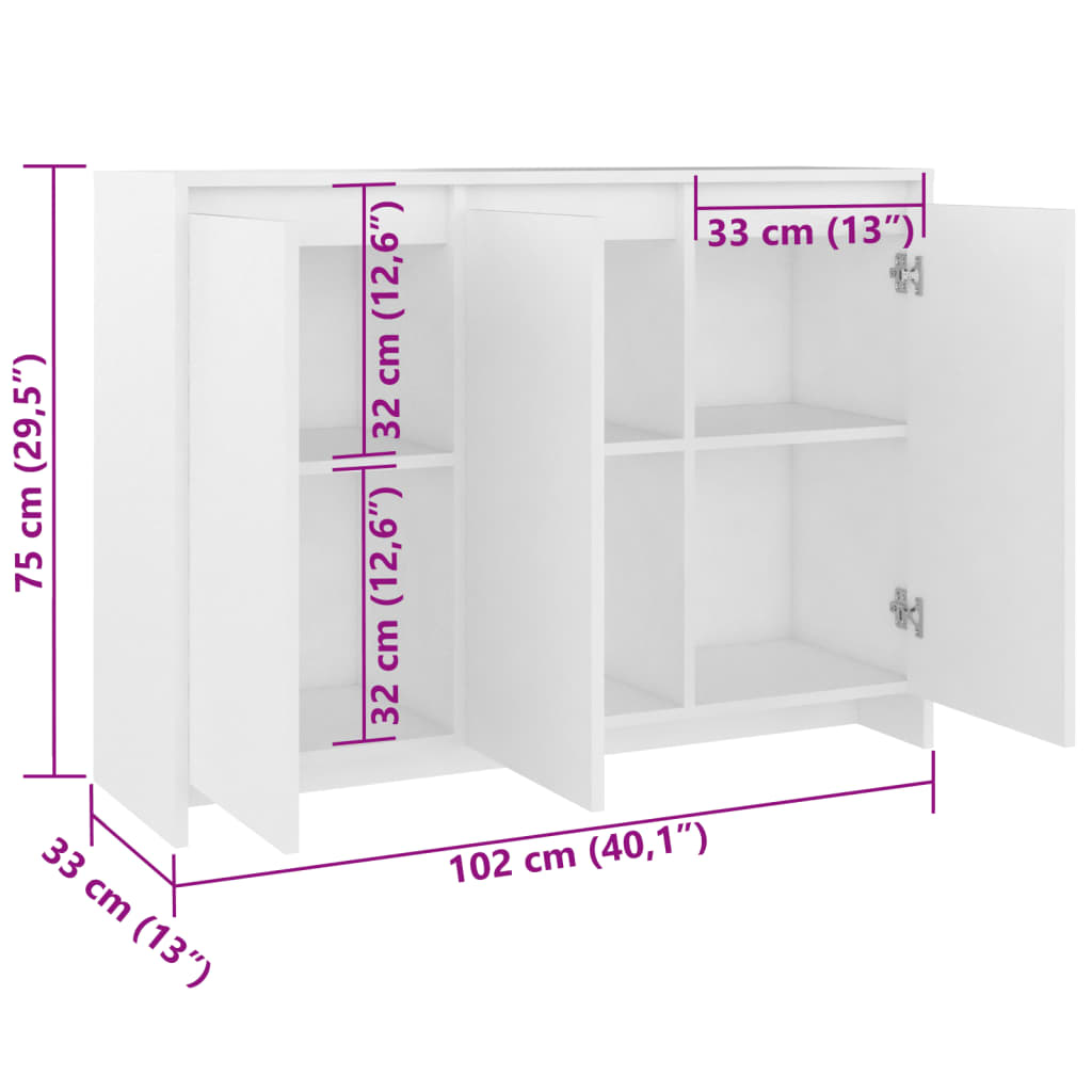 Buffet Blanc 102x33x75 cm Bois d'ingénierie - XIOS