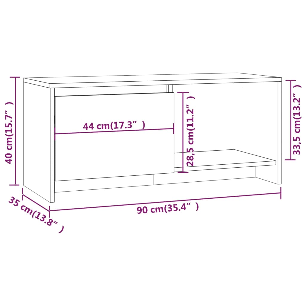 Meuble TV Blanc 90x35x40 cm Bois d'ingénierie - XIOS