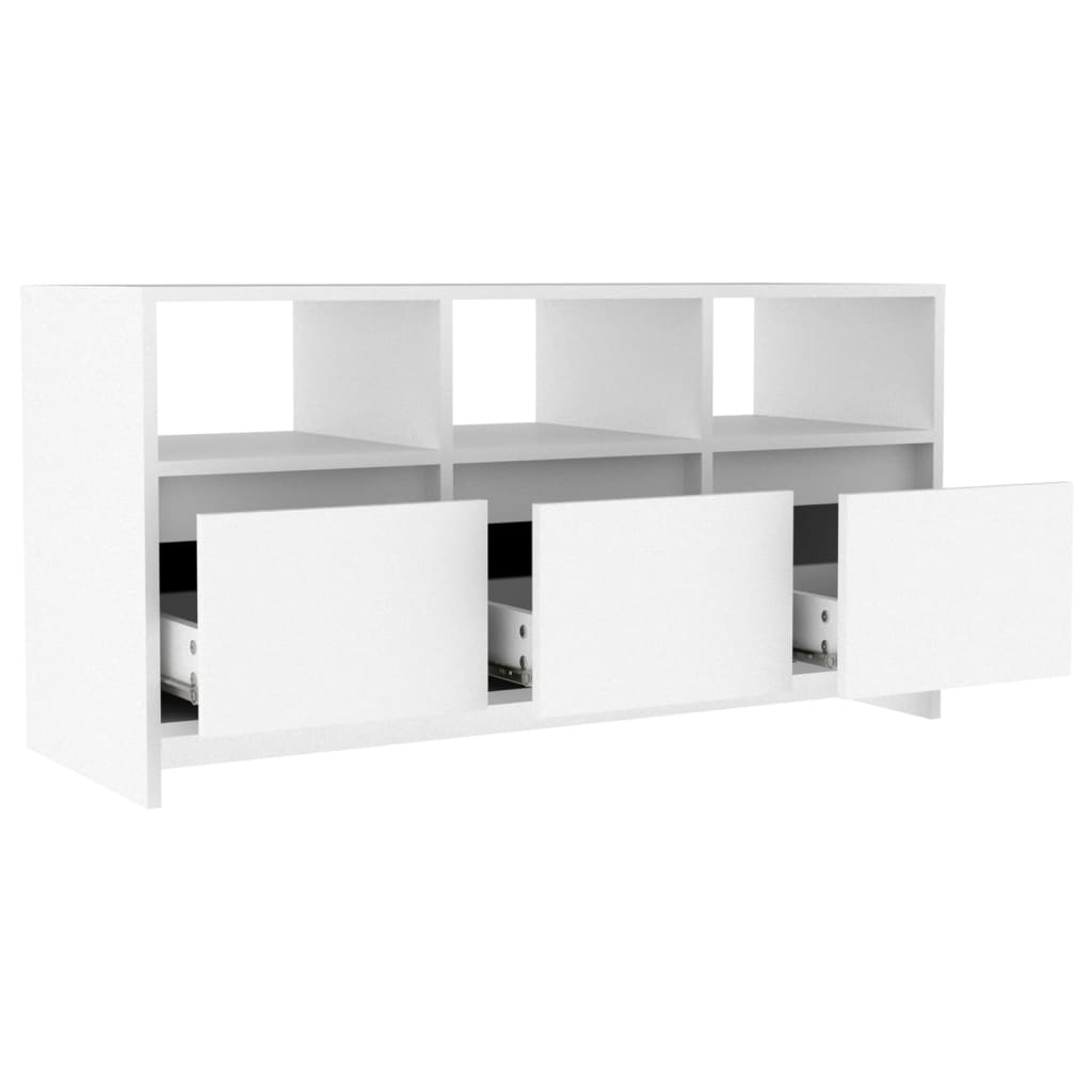 Meuble TV Blanc 102x37,5x52,5 cm Bois d'ingénierie