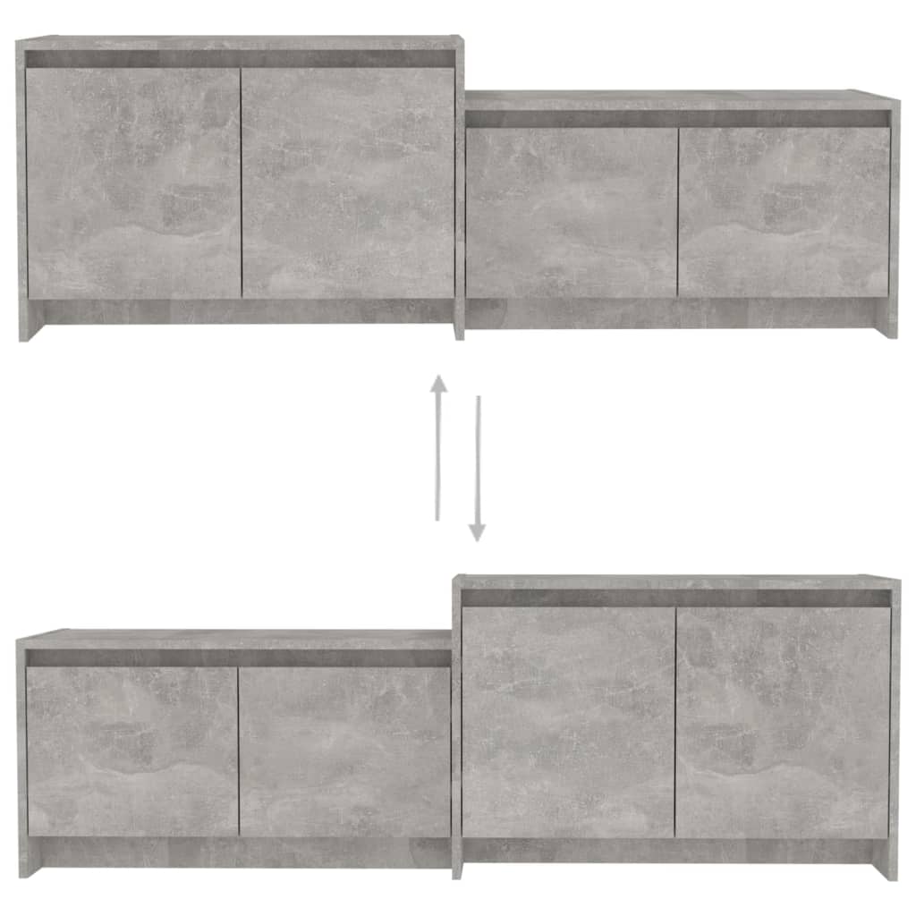 Meuble TV gris béton 146,5x35x50 cm bois d'ingénierie