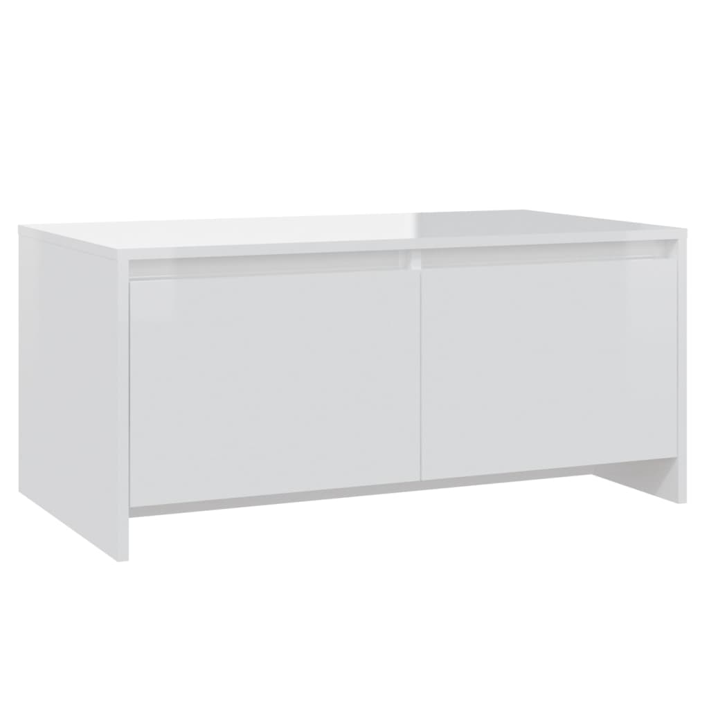Table basse blanc brillant 90x50x41,5 cm bois d'ingénierie - XIOS