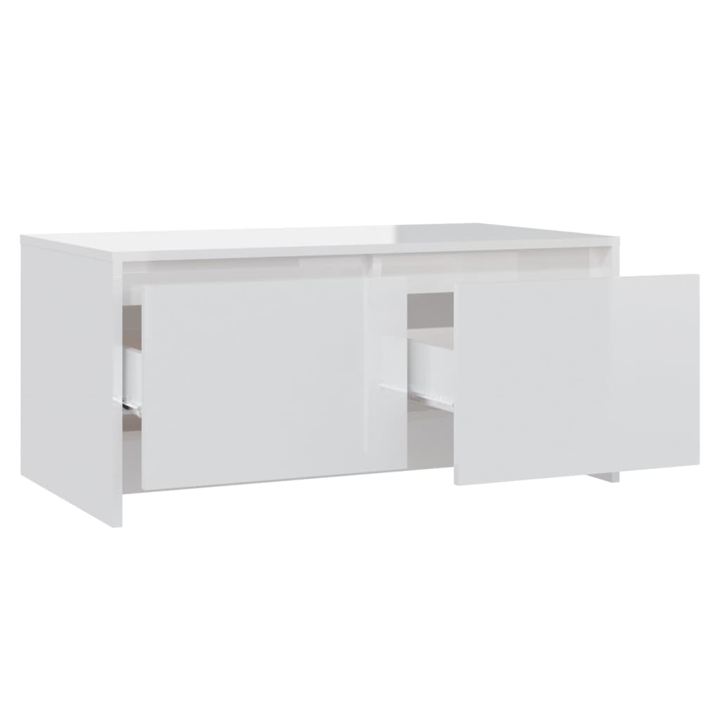 Table basse blanc brillant 90x50x41,5 cm bois d'ingénierie - XIOS