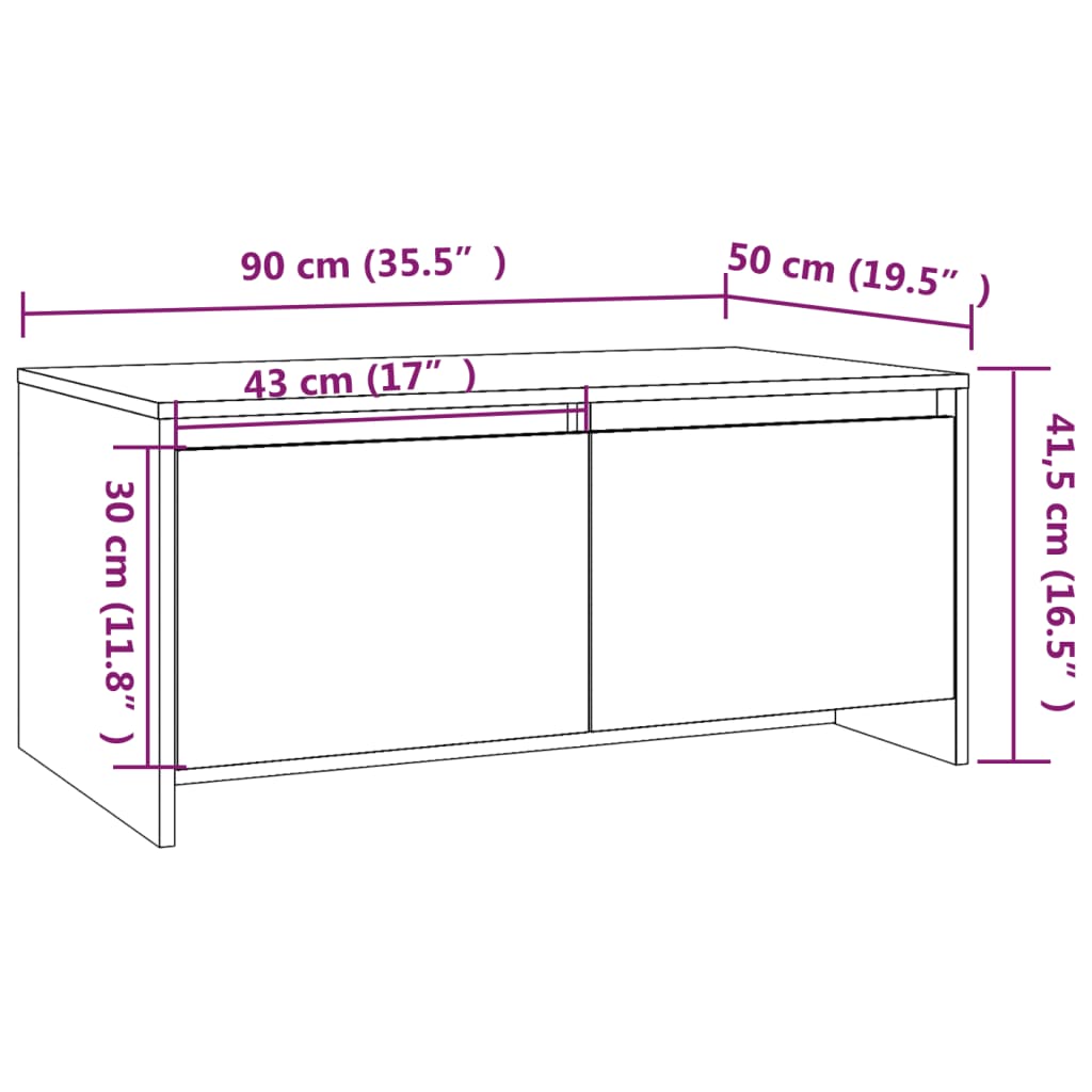 Table basse blanc brillant 90x50x41,5 cm bois d'ingénierie - XIOS