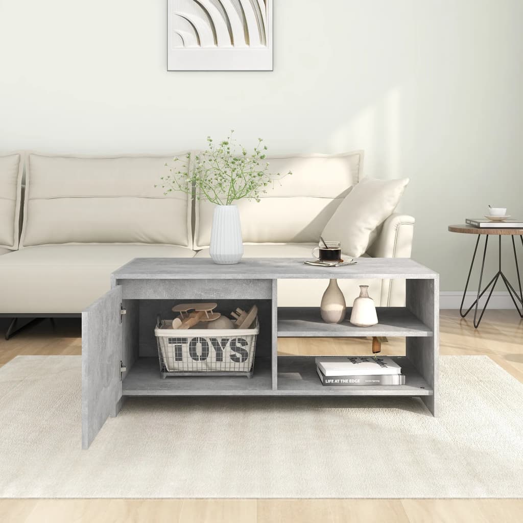 Table basse Gris béton 102x50x45 cm Bois d'ingénierie