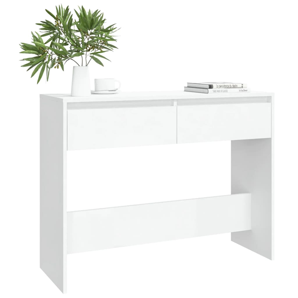 Table console blanc 100x35x76,5 cm bois d'ingénierie - XIOS