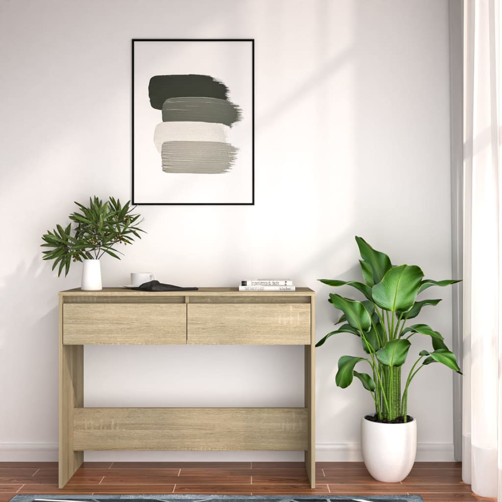 Table console chêne sonoma 100x35x76,5 cm bois d'ingénierie - XIOS