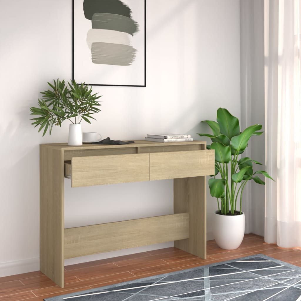Table console chêne sonoma 100x35x76,5 cm bois d'ingénierie - XIOS