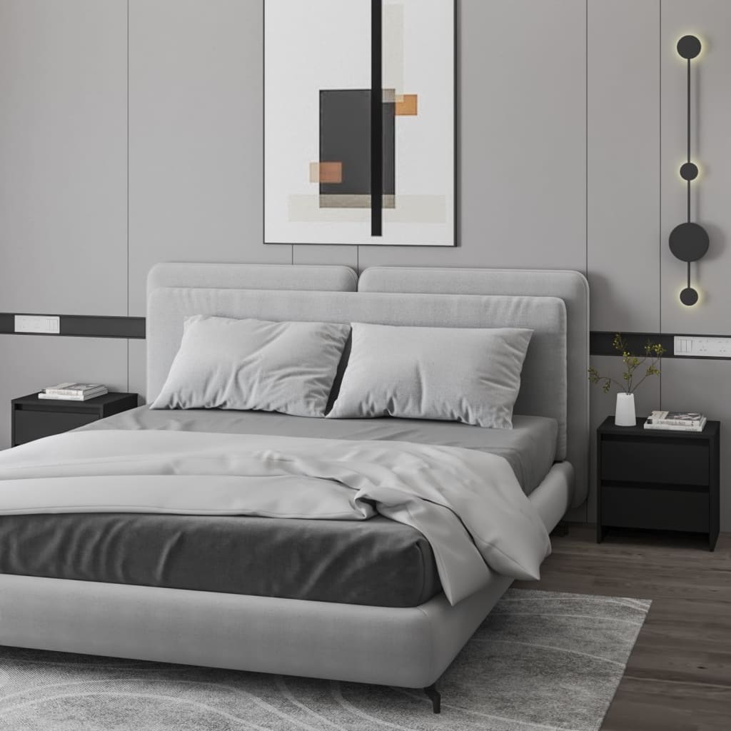 Tables de chevet 2 pcs noir 45x34,5x44,5 cm bois d'ingénierie - XIOS