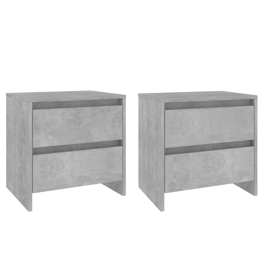 Tables de chevet 2pcs gris béton 45x34,5x44,5cm bois ingénierie - XIOS