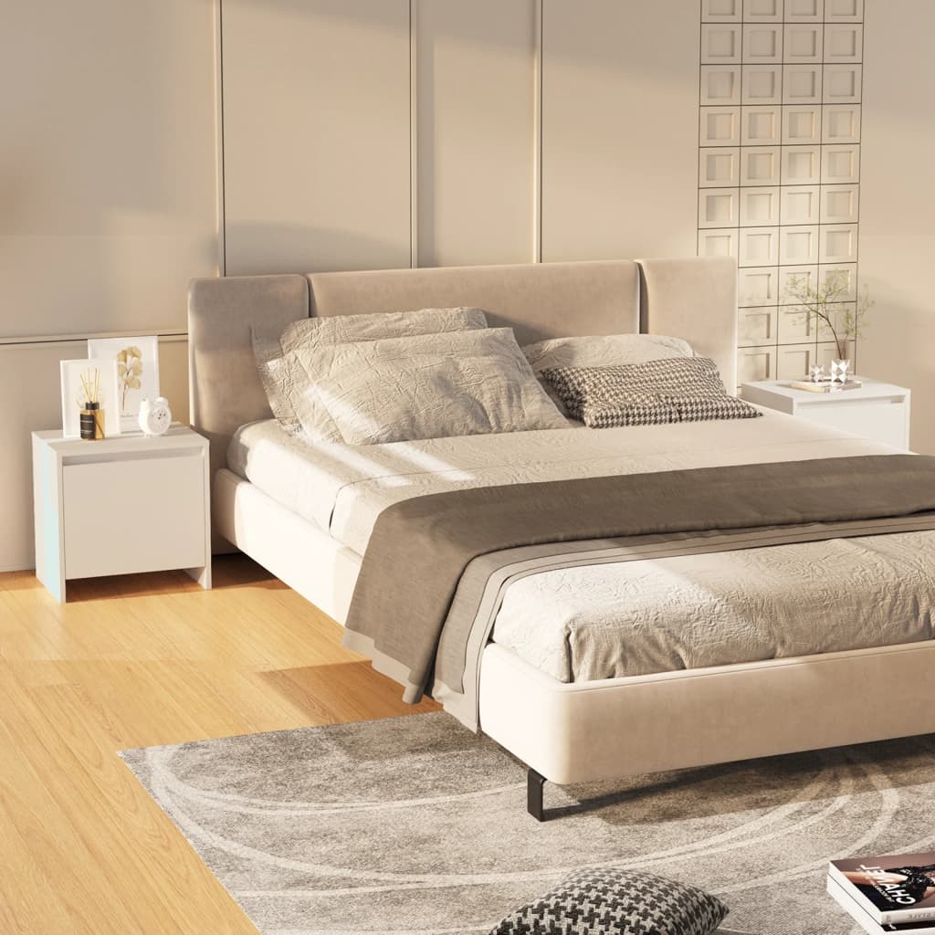 Tables de chevet 2 pcs blanc 45x34x44,5 cm bois d'ingénierie