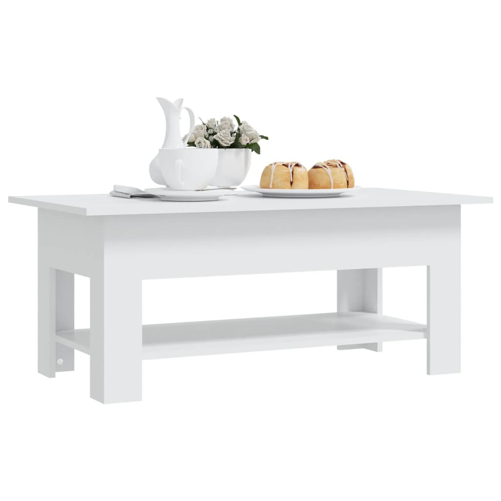 Table basse blanc 102x55x42 cm bois d'ingénierie - XIOS