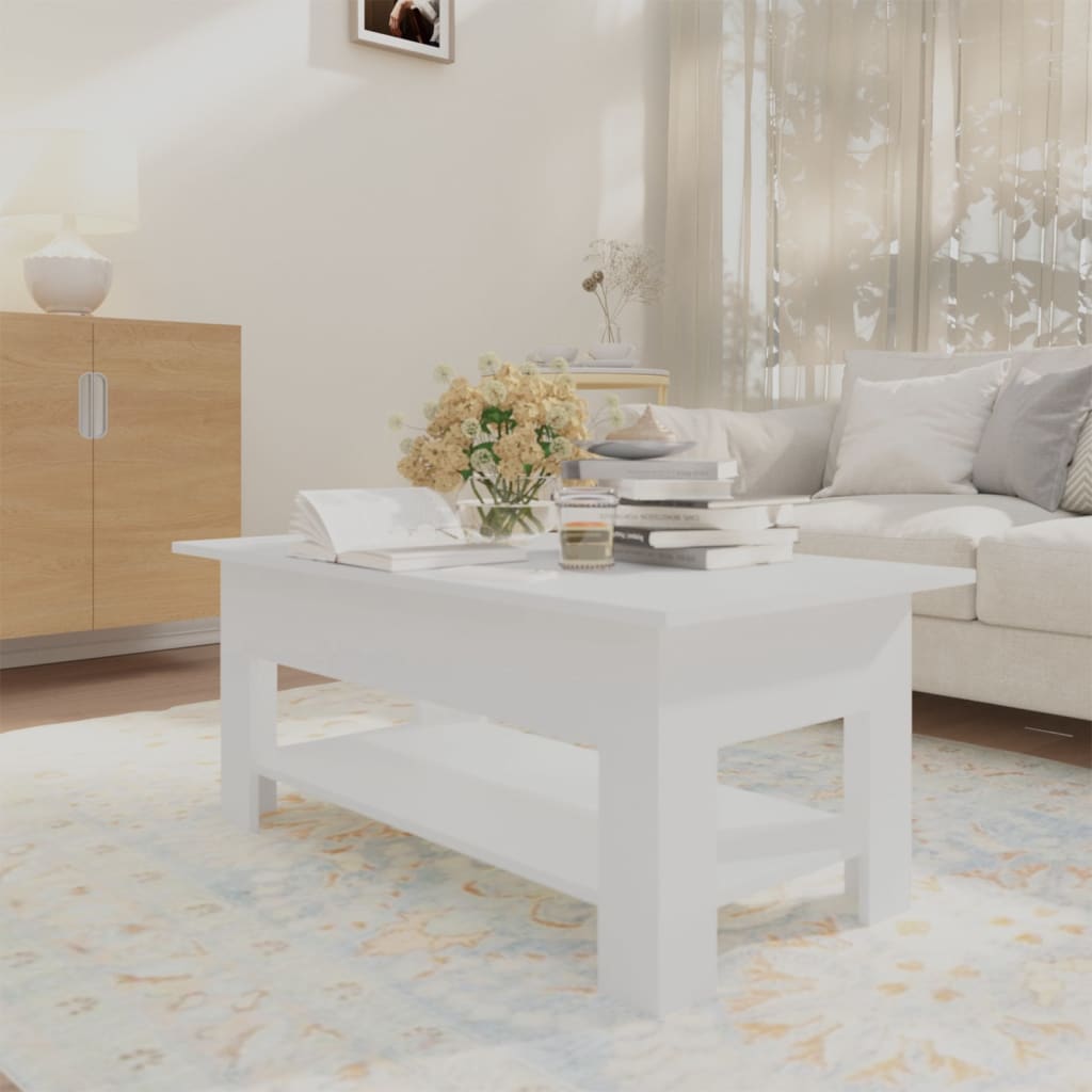 Table basse blanc 102x55x42 cm bois d'ingénierie - XIOS