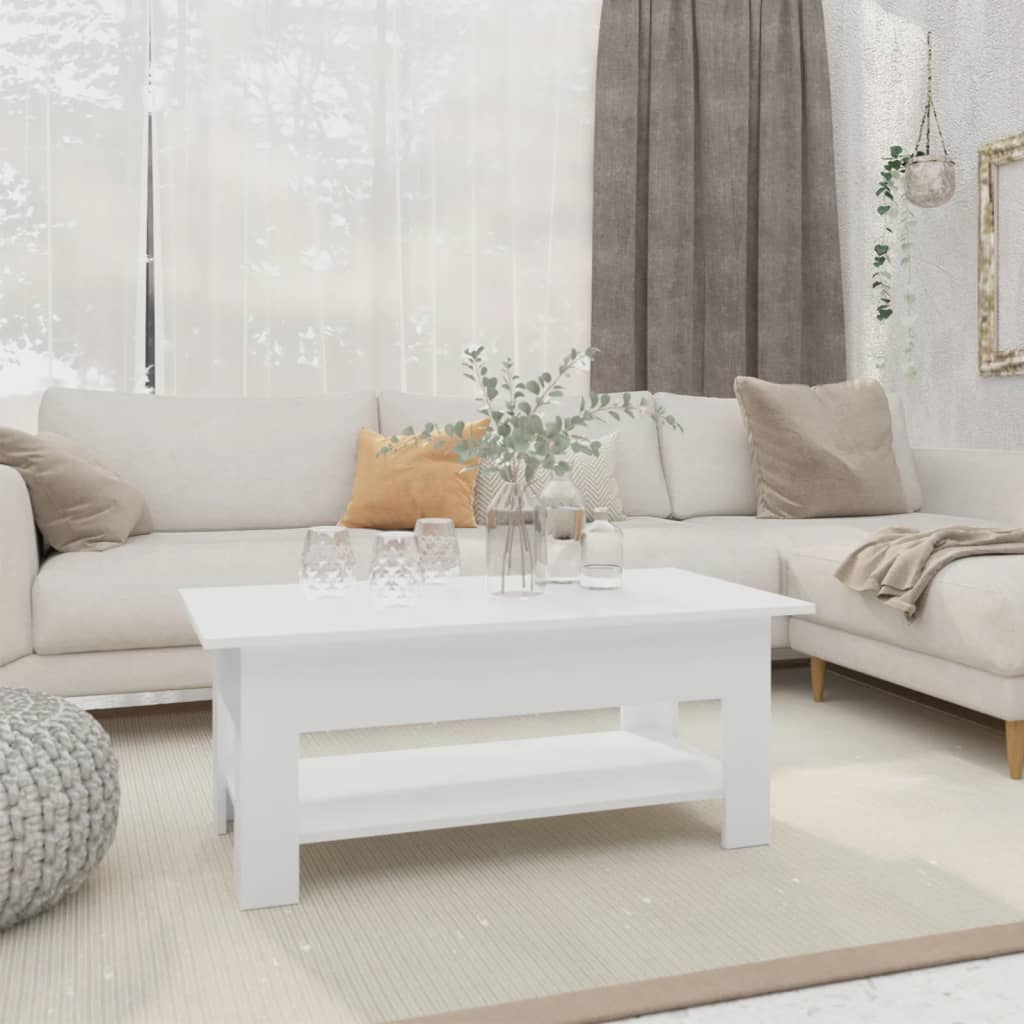 Table basse blanc 102x55x42 cm bois d'ingénierie - XIOS